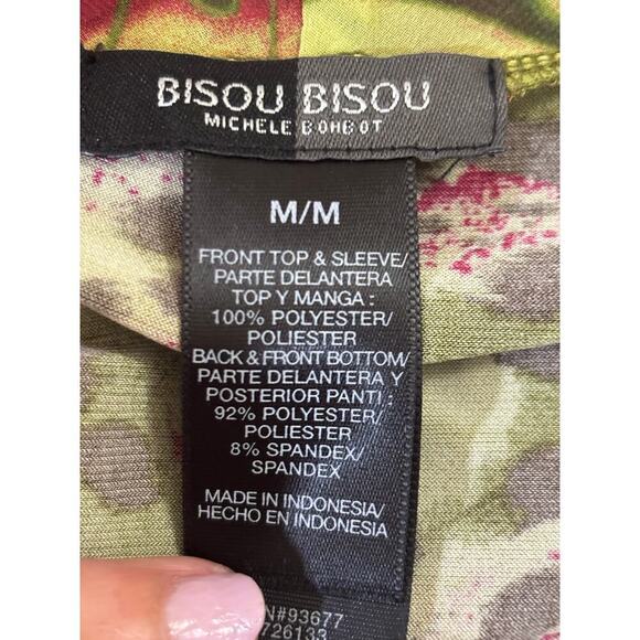 Bisou Bisou green floral bodysuit, medium, bold, Y2K revival, maximalist, glam - Picture 4 of 4